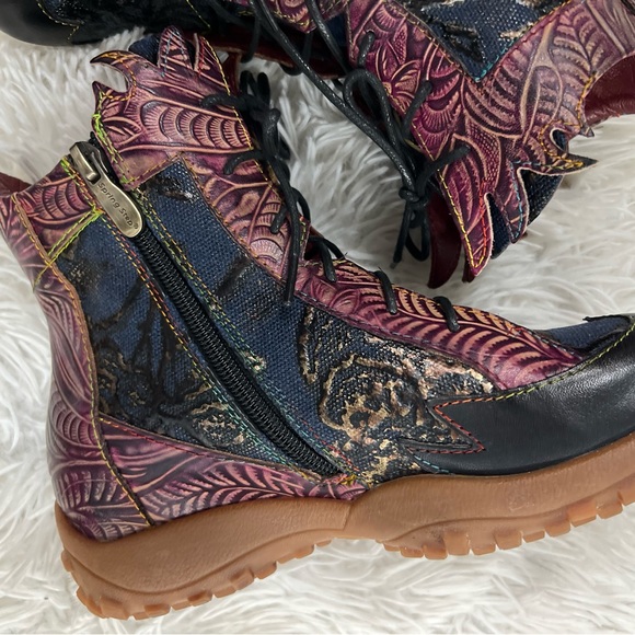 L'Artiste Spring Step Ileana Boots Ankle Floral Zip Women’s SZ 5.5 /36 Leather - Picture 8 of 16